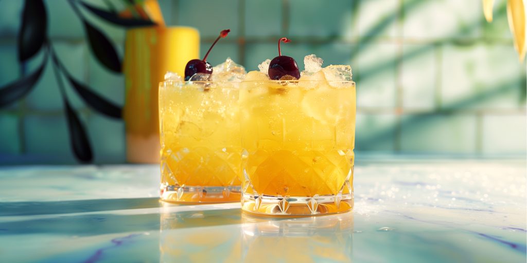 Two Test Pilot orange liqueur cocktails in a modern kitchen setting