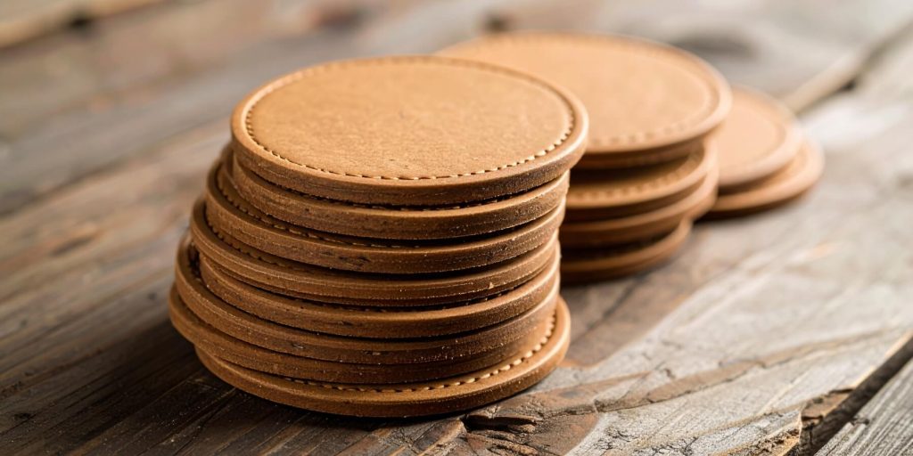 Close-up of a stack of drink coasters