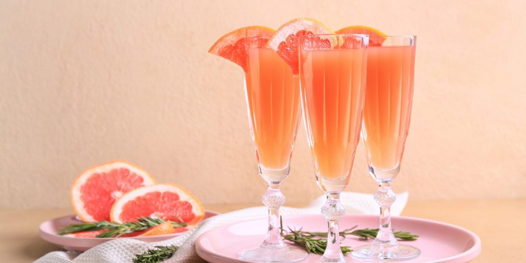 Pretty Mint Grapefruit Mimosa cocktails