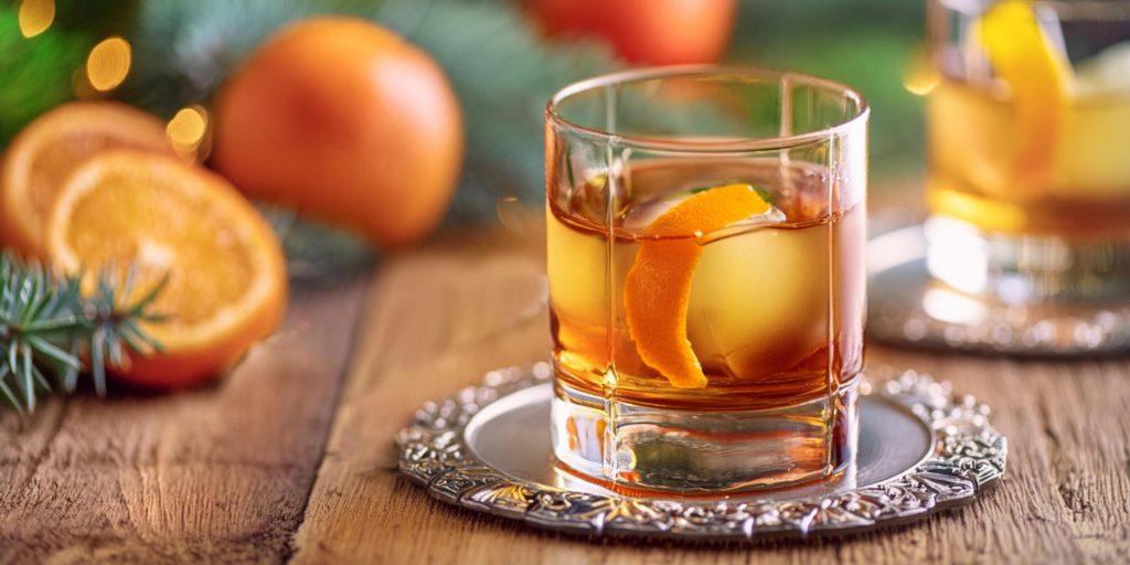 A Minor Old Fashioned cocktail in a small rocks glass
