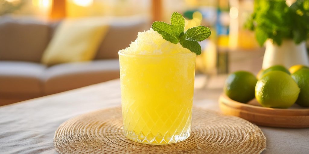 Frozen Mai Tai with fresh mint garnish 