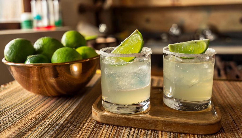 Two Ranch Water cocktails with lime garnish