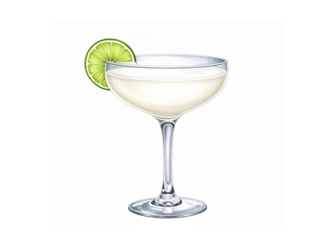 Classic color pencil illustration of a Vodka Gimlet