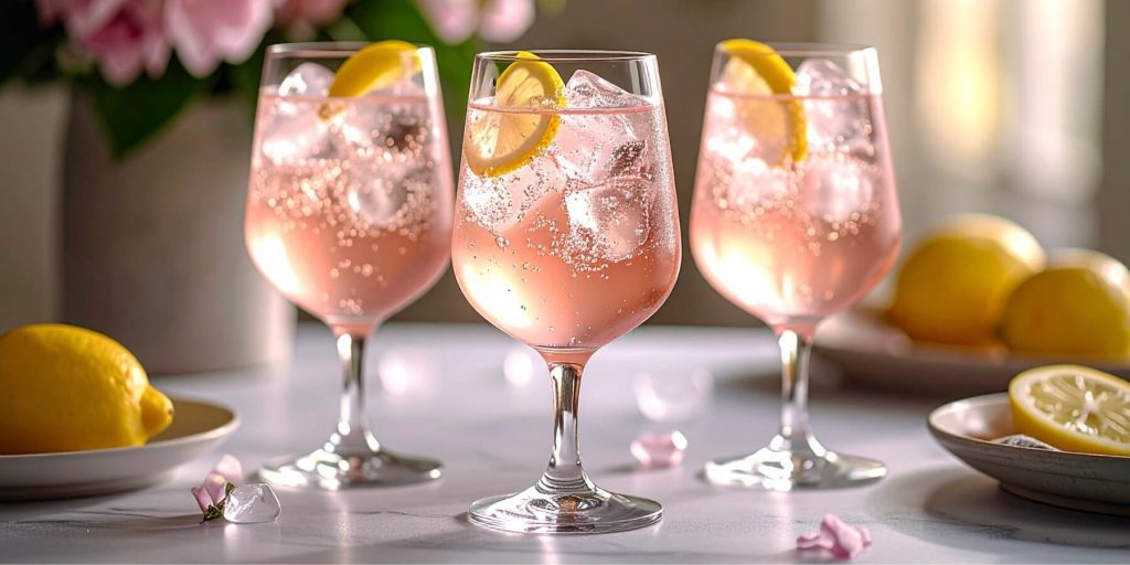 Three Sarti Lemon Spritz cocktails with lemon garnish