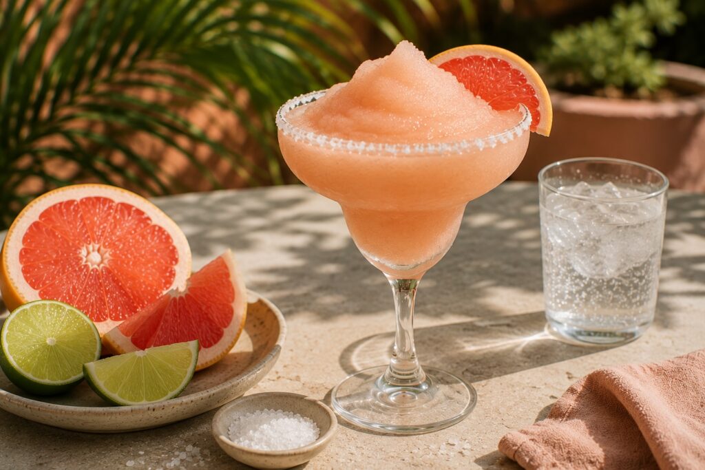Frozen Paloma garnished with grapefruit wedges